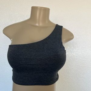 One shoulder crops top in gray size small and medium.